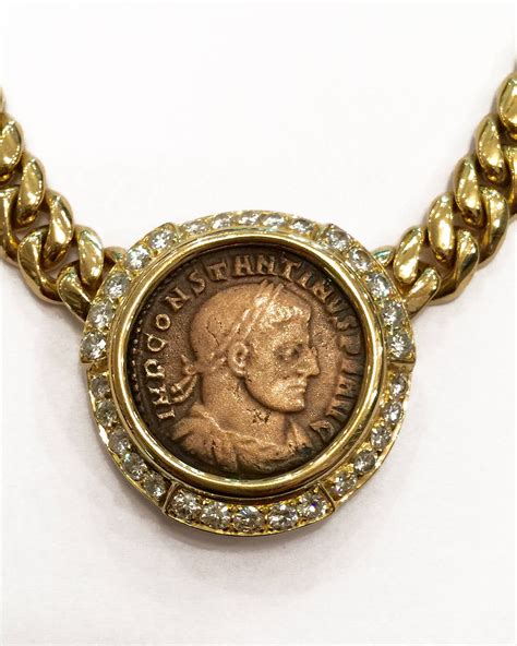 vintage bulgari roman coin necklace.